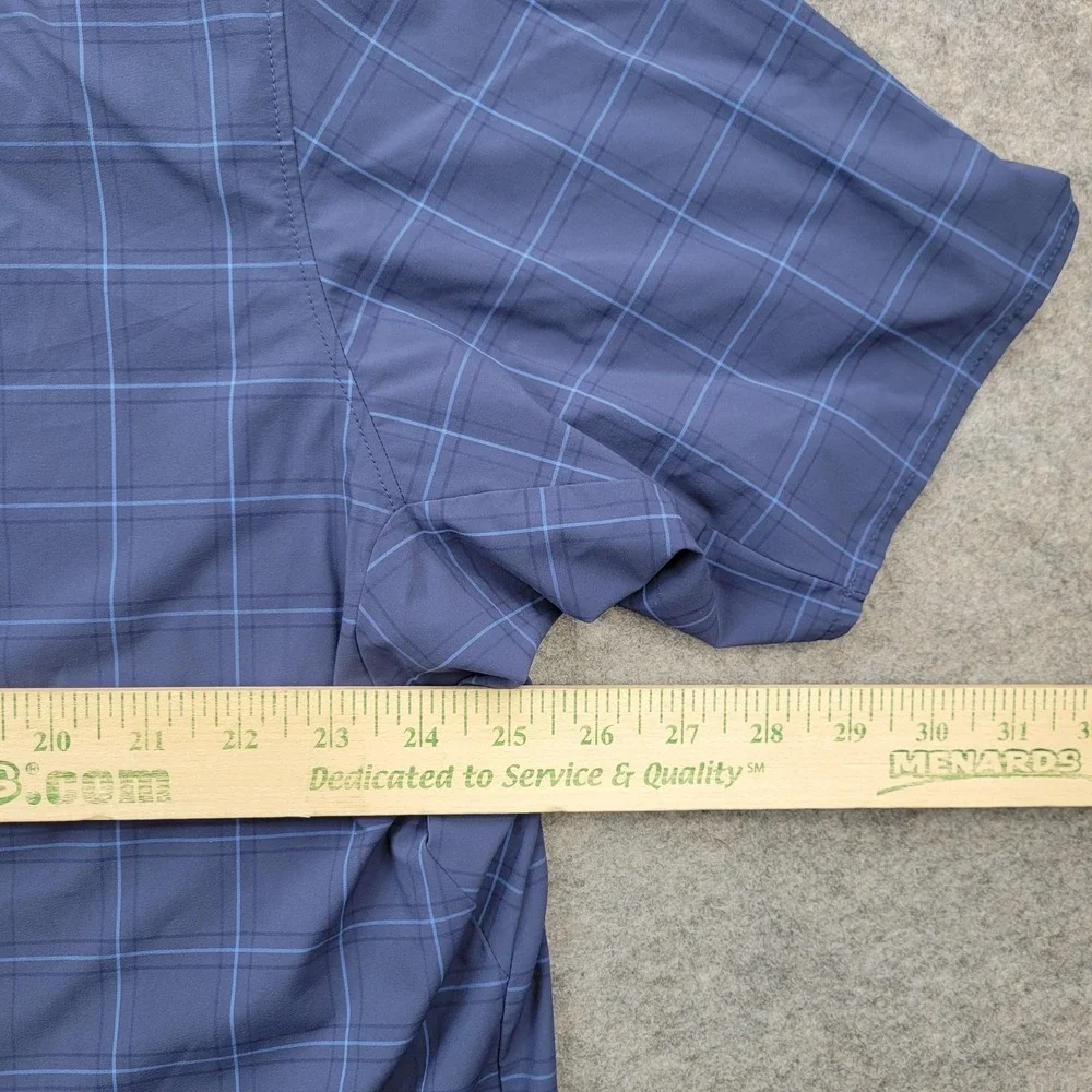 Alaskan Hardgear Shirt‎ Mens 2XL Blue Plaid Stretch Button Front Short Sleeve